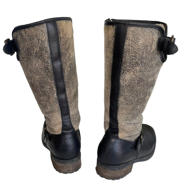 UGG Chancery Black Bomber Stout Biker Boots. Size 8.5 GUC - Picture 9 of 14